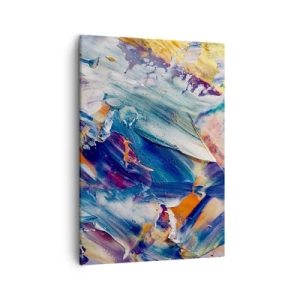 Impression sur toile - Image sur toile - Abstraction colorée avec texture de peinture acrylique - 50x70cm - Confusion des couleurs - Décoration murale moderne pour le salon et la chambre ARTTOR