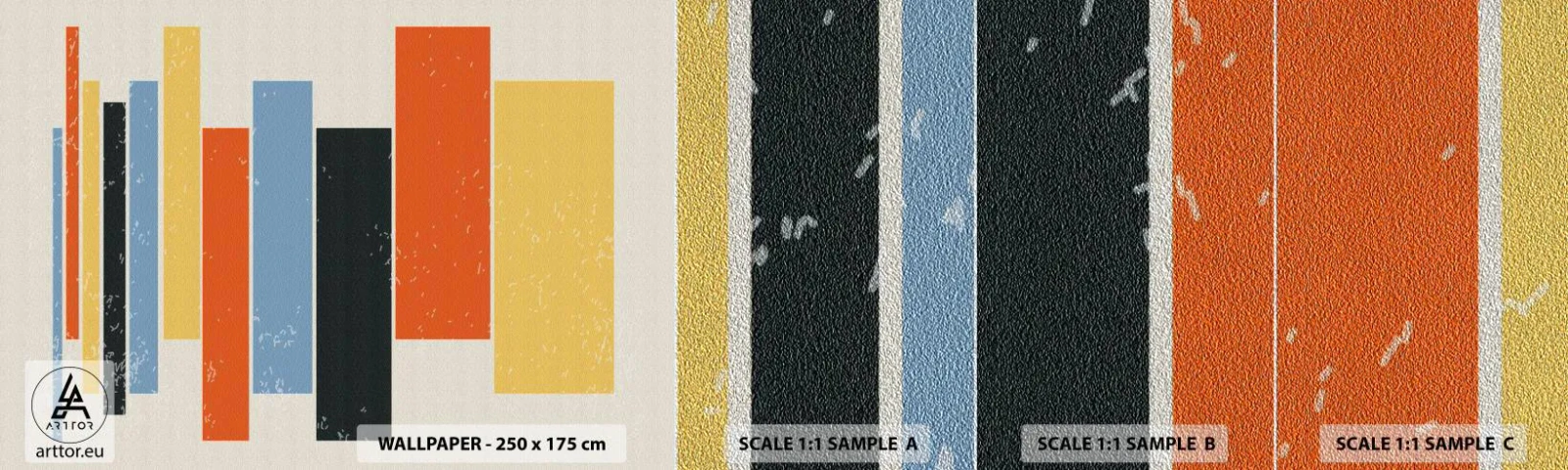 Échantillon de Papier Peint Premium Sand - Notation musicale - Minimalisme, Rectangulaires, Formes - 100x30 cm