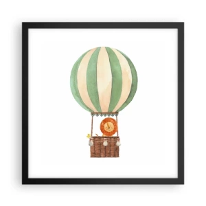 Affiche dans un cadre noir - Poster - Les voyages de Léon - 40x40 cm