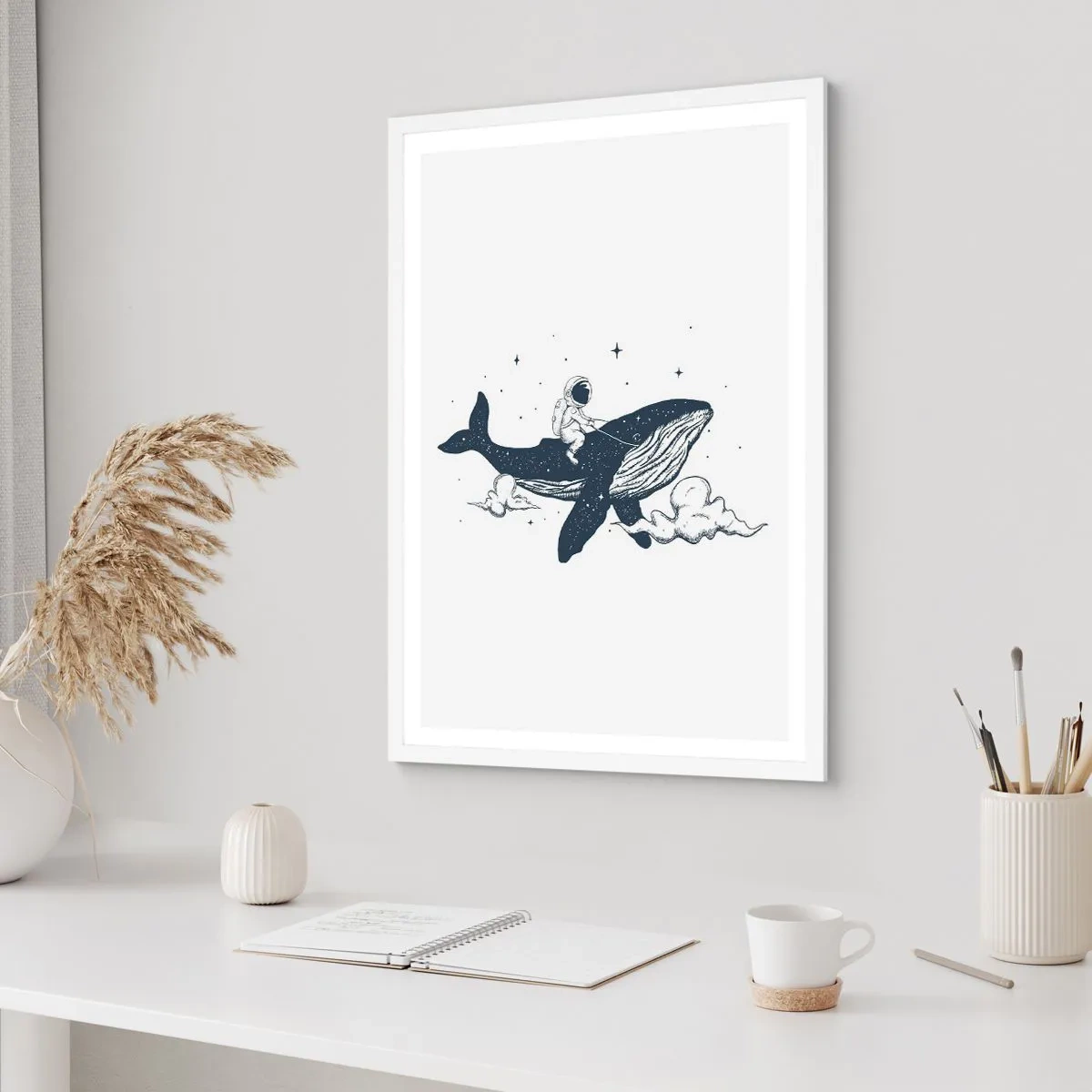 Affiche dans un cadre blanc - Poster - Aventure spatiale - 40x50 cm