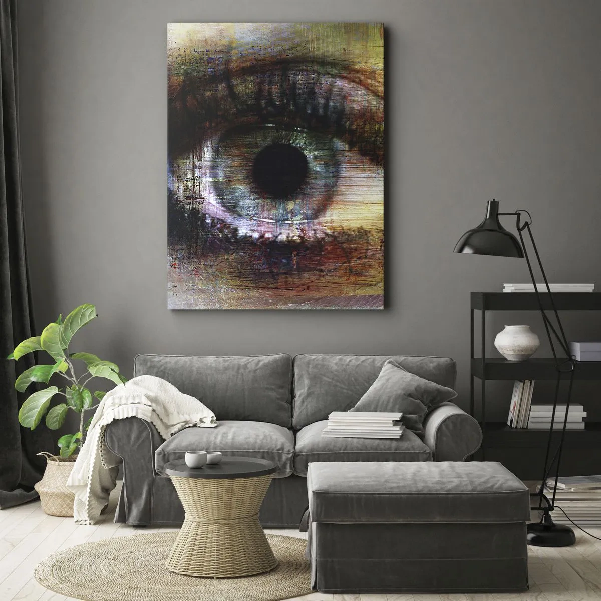 Impression sur toile - Image sur toile - Œil artistique dans l'abstraction multicolore - 80x120cm - Vous pouvez jeter un coup d'œil dans l'âme - Décoration murale moderne pour le salon et la chambre ARTTOR