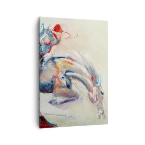 Impression sur toile - Image sur toile - Une image dynamique d'un cheval dans un style artistique abstrait. - 70x100cm - Accrochez-vous, nous décollons - Décoration murale moderne pour le salon et la chambre ARTTOR