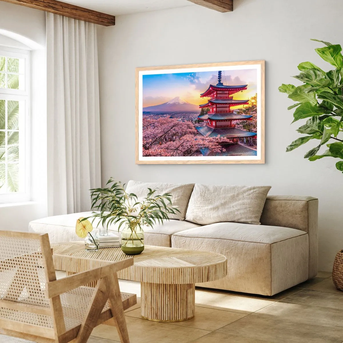 Affiche dans un chêne clair - Poster - Essence d'âme japonnaise - 100x70 cm