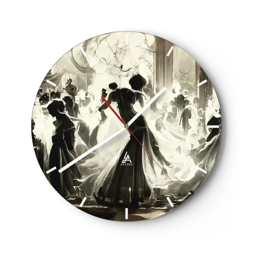 Horloge murale - Pendule murale - Personnages masqués de salle de bal dansant dans un intérieur élégant - 30x30cm - La grande mascarade - Décoration murale moderne pour le salon, la cuisine et la chambre ARTTOR