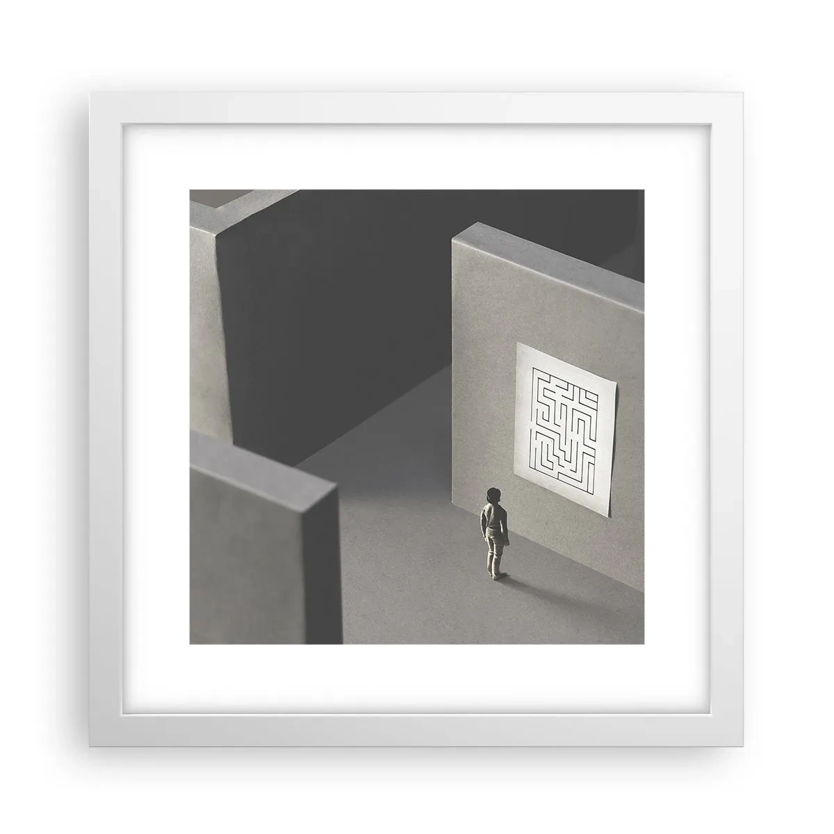 Affiche dans un cadre blanc - Poster - Mais où suis-je? - 30x30 cm