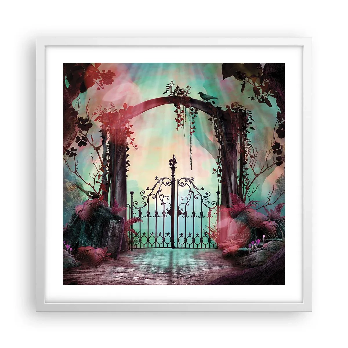 Affiche dans un cadre blanc - Poster - Jardin secret - 50x50 cm