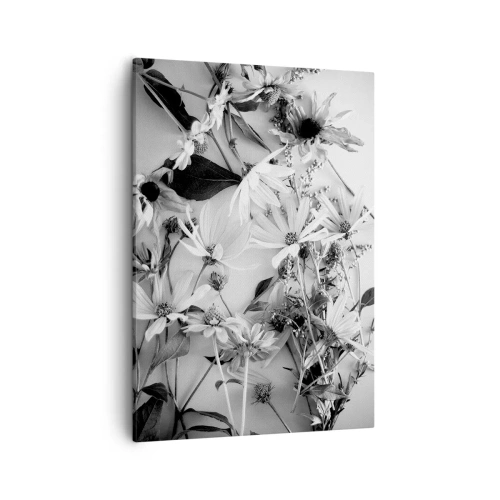 Impression sur toile - Image sur toile - Compositions florales en noir et blanc dans un style artistique subtil - 50x70cm - Non-un bouquet de fleurs - Décoration murale moderne pour le salon et la chambre ARTTOR
