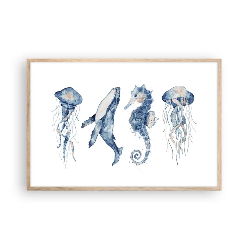 Affiche dans un chêne clair - Poster - Merveilles de la mer - 91x61 cm