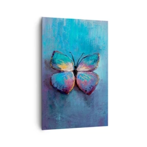 Impression sur toile - Image sur toile - Papillon coloré sur fond bleu - 80x120cm - Dans toute sa splendeur - Décoration murale moderne pour le salon et la chambre ARTTOR