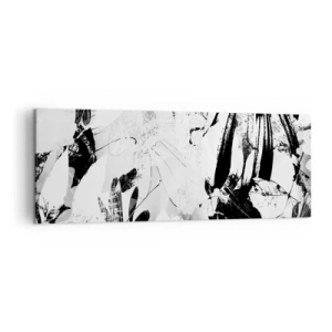 Impression sur toile - Image sur toile - Fleurs abstraites en noir et blanc dans un style minimaliste - 140x50cm - Automne en négatif - Décoration murale moderne pour le salon et la chambre ARTTOR