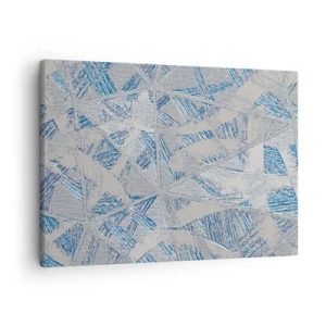 Impression sur toile - Image sur toile - Motifs géométriques dans les tons de bleu et de gris - 70x50cm - Dans un labyrinthe bleu-gris - Décoration murale moderne pour le salon et la chambre ARTTOR
