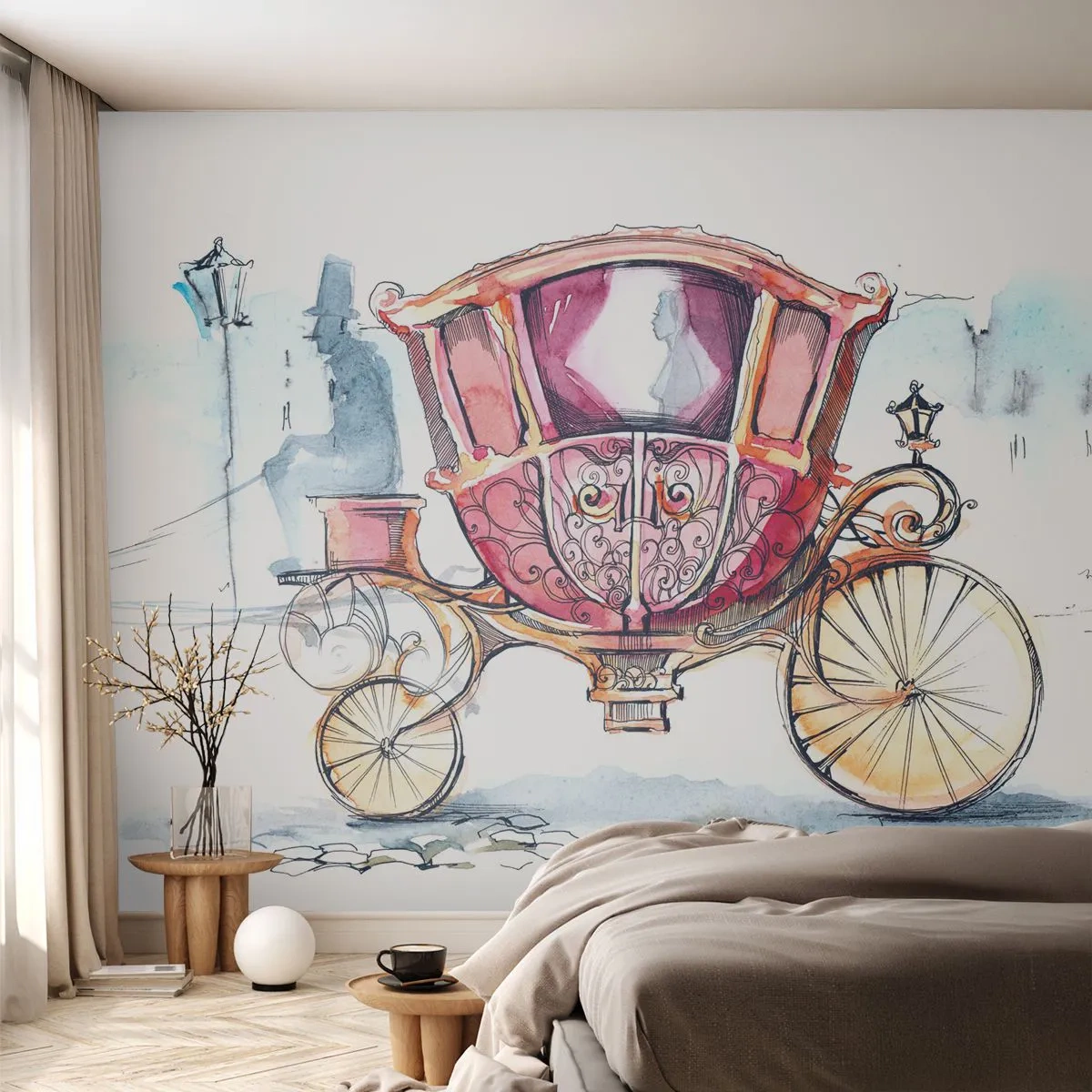 Papier Peint Autocollant Deluxe Sticker - À un mariage ou à un bal ? - Pour les enfants, Le chariot, Voyage - 250x175 cm
