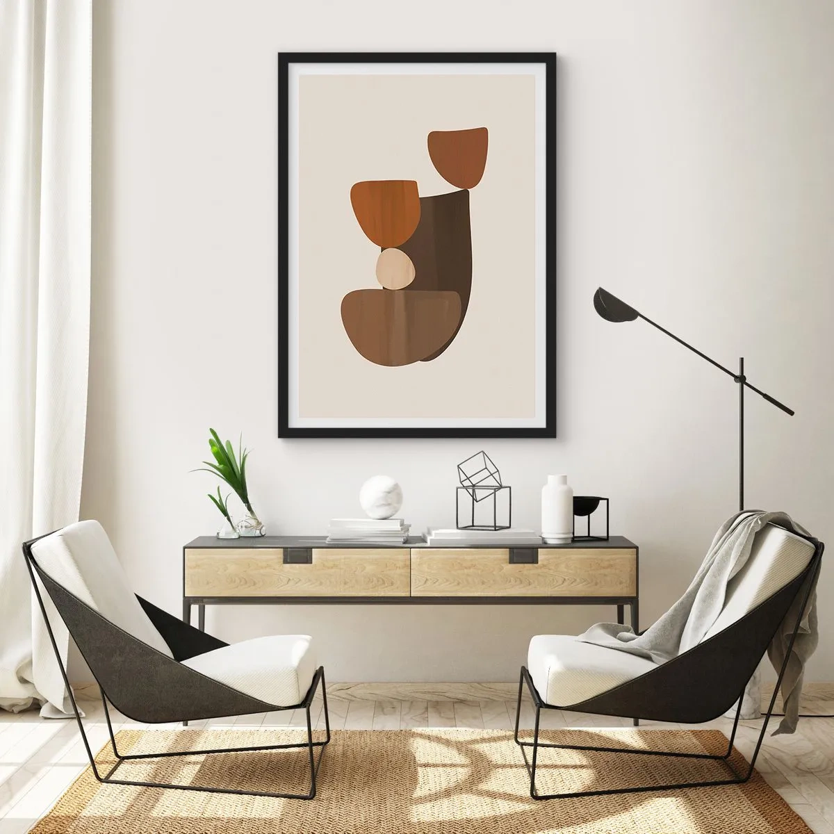 Affiche dans un cadre noir - Poster - Composition de marrons - 40x50 cm
