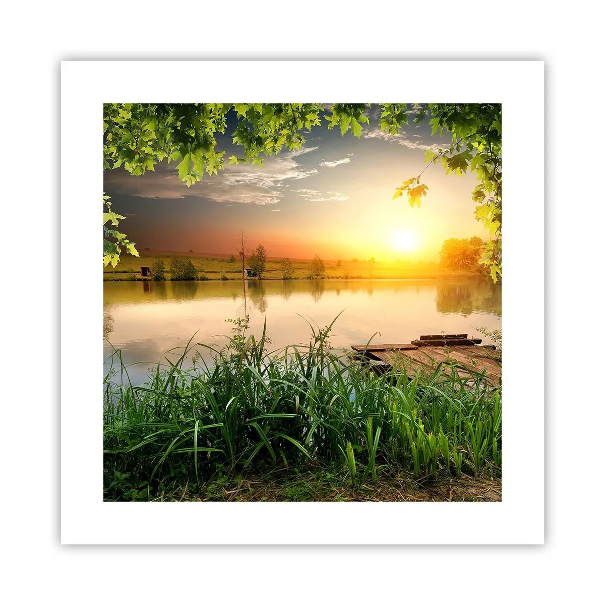 Affiche - Poster - Paysage dans un cadre verdoyant - 40x40 cm
