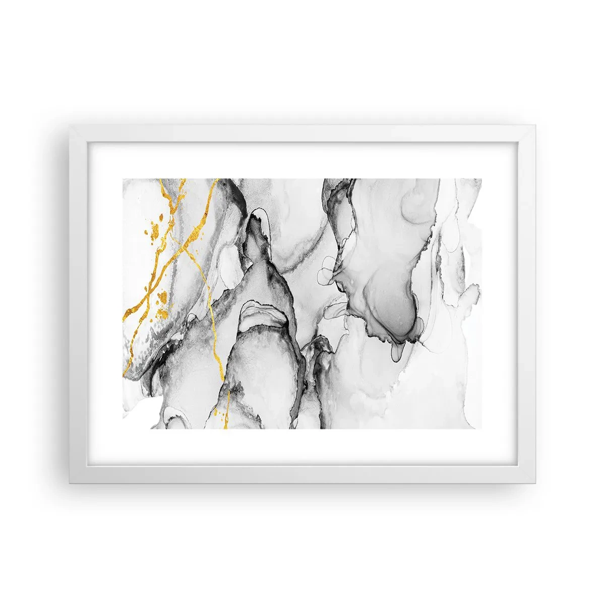 Affiche dans un cadre blanc - Poster - Composition à motif or - 40x30 cm
