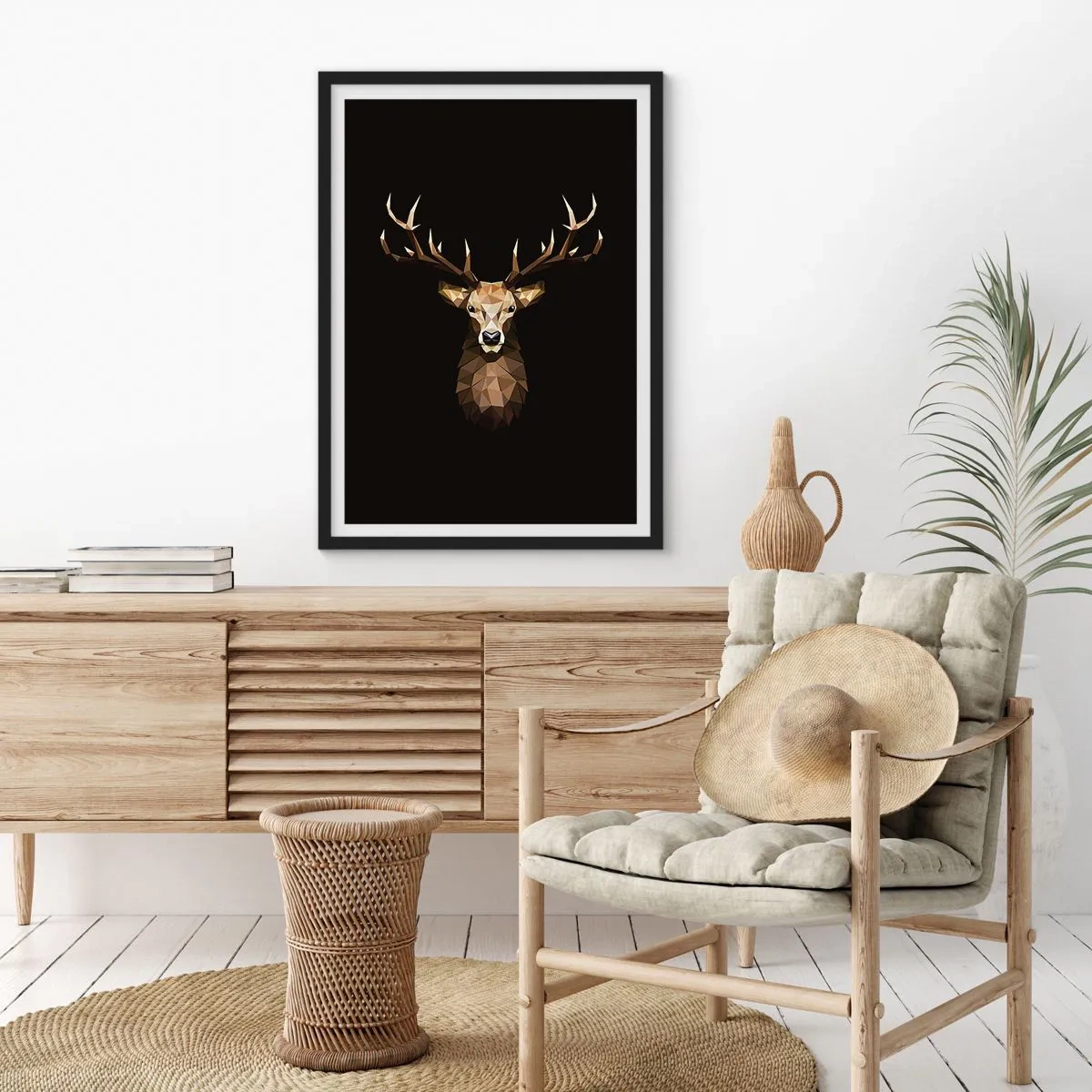 Affiche dans un cadre noir - Poster - Cerf cubique - 40x50 cm