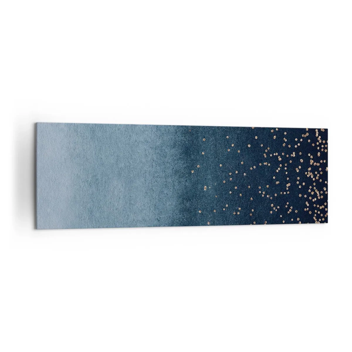 Impression sur toile - Image sur toile - Dégradés bleus avec de subtils accents dorés - 160x50cm - Composition - phases bleues - Décoration murale moderne pour le salon et la chambre ARTTOR