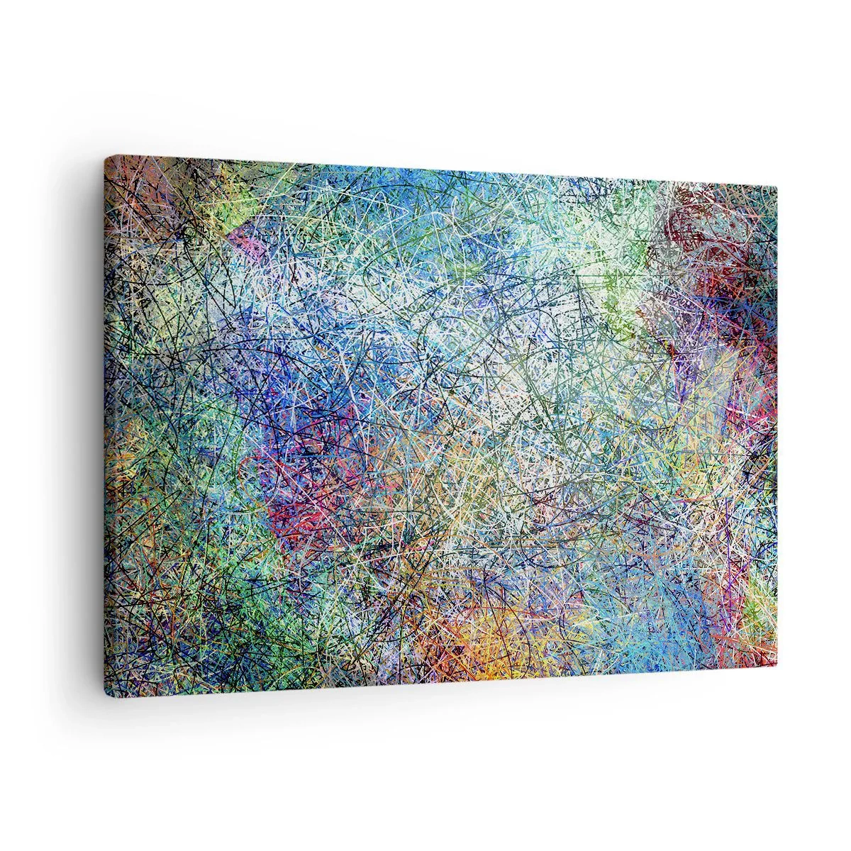 Impression sur toile - Image sur toile - Composition abstraite avec des lignes et des textures multicolores - 70x50cm - Ce n'est pas si simple - Décoration murale moderne pour le salon et la chambre ARTTOR