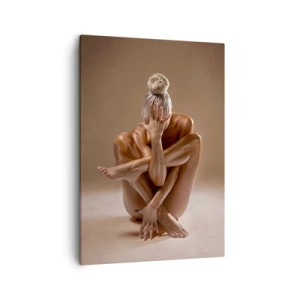 Impression sur toile - Image sur toile - Silhouette artistique d'une femme sur fond beige - 50x70cm - Unité du corps et de l'âme - Décoration murale moderne pour le salon et la chambre ARTTOR