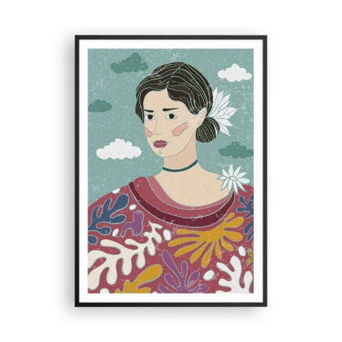 Affiche dans un cadre noir - Poster - Avec de la mélancolie dans les yeux - 70x100 cm