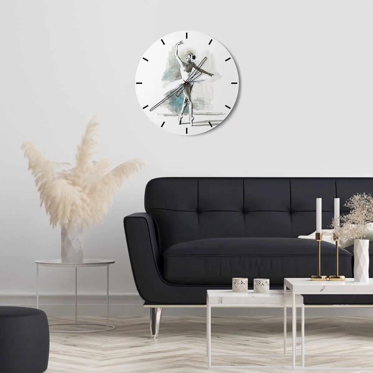 Horloge murale - Pendule murale - Une ballerine en tenue blanche capturée dans une pose de danse - 30x30cm - Enchantement du cygne - Décoration murale moderne pour le salon, la cuisine et la chambre ARTTOR