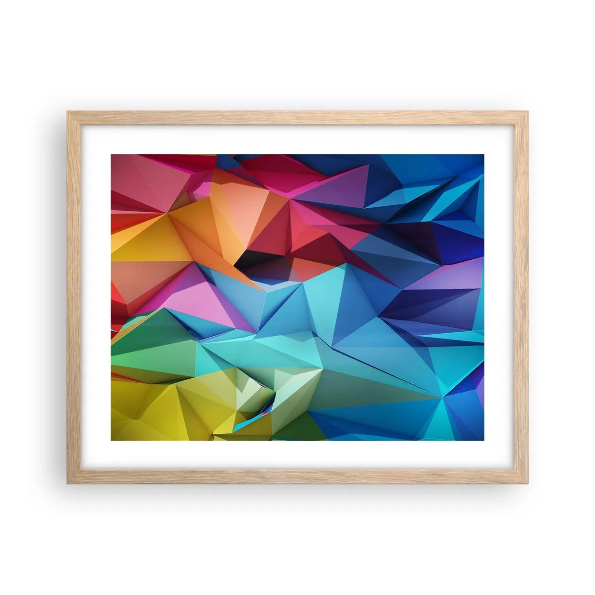 Affiche dans un chêne clair - Poster - Origami arc-en-ciel - 50x40 cm