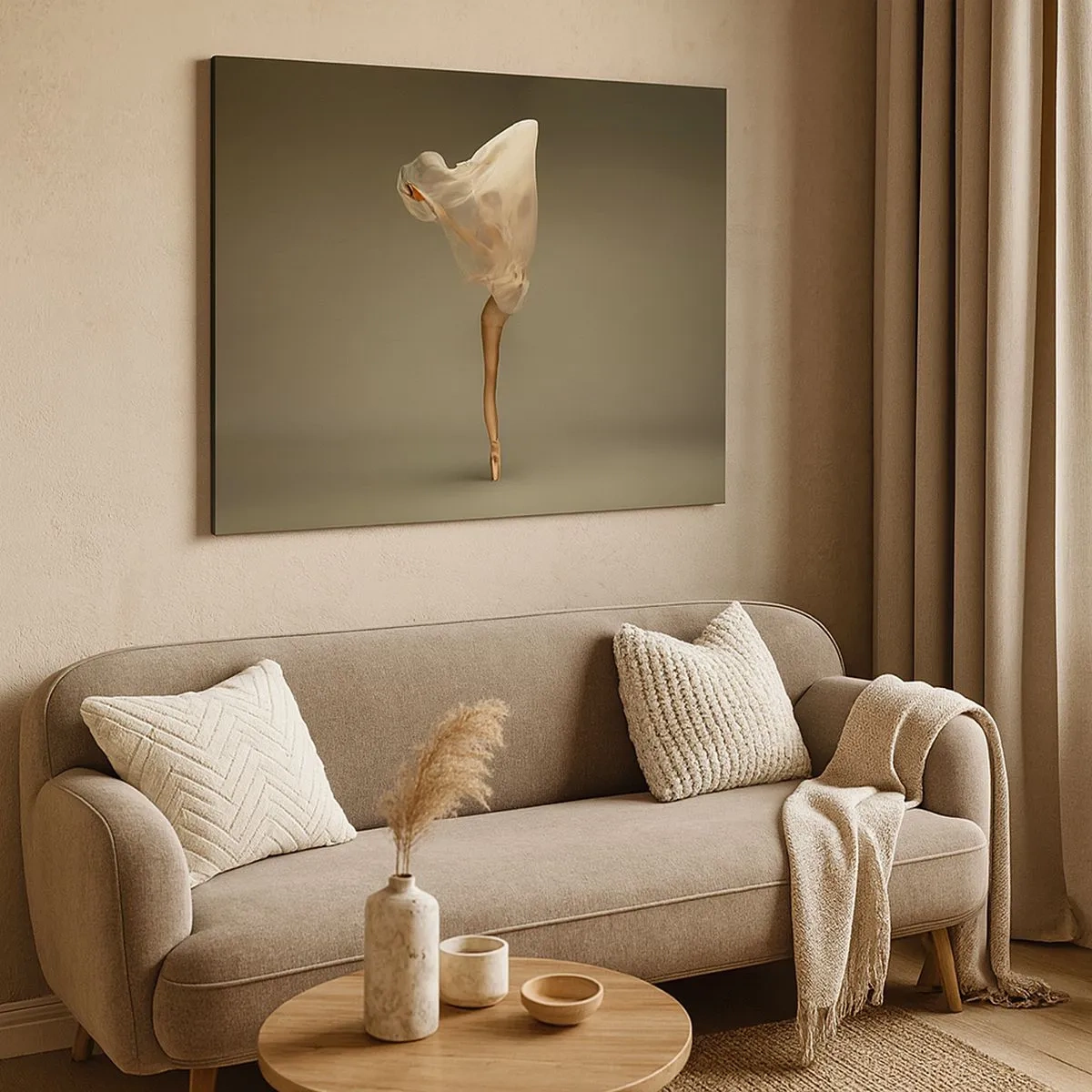 Impression sur toile - Image sur toile - Une danseuse flottant dans les airs avec du tissu - 70x50cm - Il va bientôt s'envoler - Décoration murale moderne pour le salon et la chambre ARTTOR