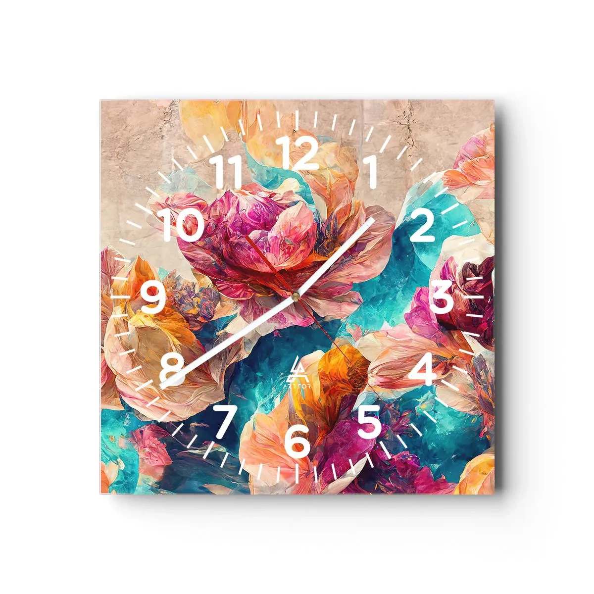Horloge murale - Pendule murale - Splendeur colorée du bouquet - 30x30 cm