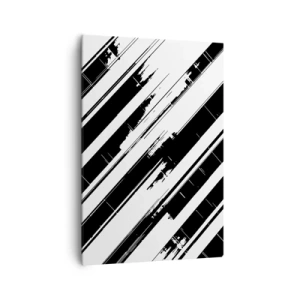 Impression sur toile - Image sur toile - Lignes noires et blanches et motifs géométriques dans un style moderne - 70x100cm - Une composition intense et dynamique - Décoration murale moderne pour le salon et la chambre ARTTOR