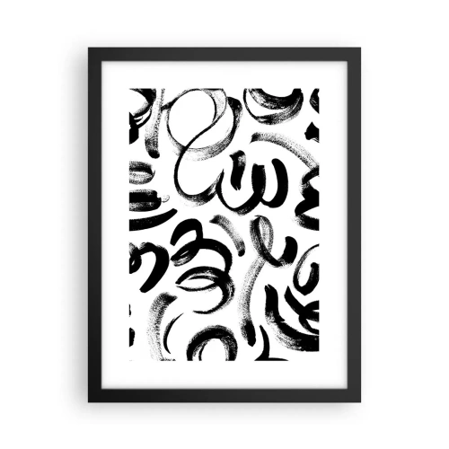 Affiche dans un cadre noir - Poster - Noir sur blanc - 30x40 cm