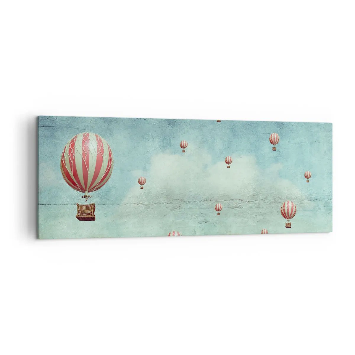 Impression sur toile - Image sur toile - Ballons rétro sur fond de ciel bleu et de verdure - 140x50cm - Libre de l'agitation de la vie - Décoration murale moderne pour le salon et la chambre ARTTOR