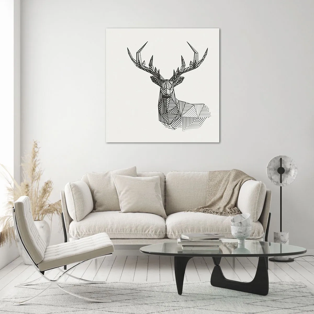 Impression sur verre - Image sur verre - Cerf dans un style cubique - 60x60 cm