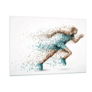 Impression sur verre - Image sur verre - Une figurine de coureur formée de particules colorées - 120x80cm - La vie est une course - Décoration murale moderne pour le salon et la chambre ARTTOR