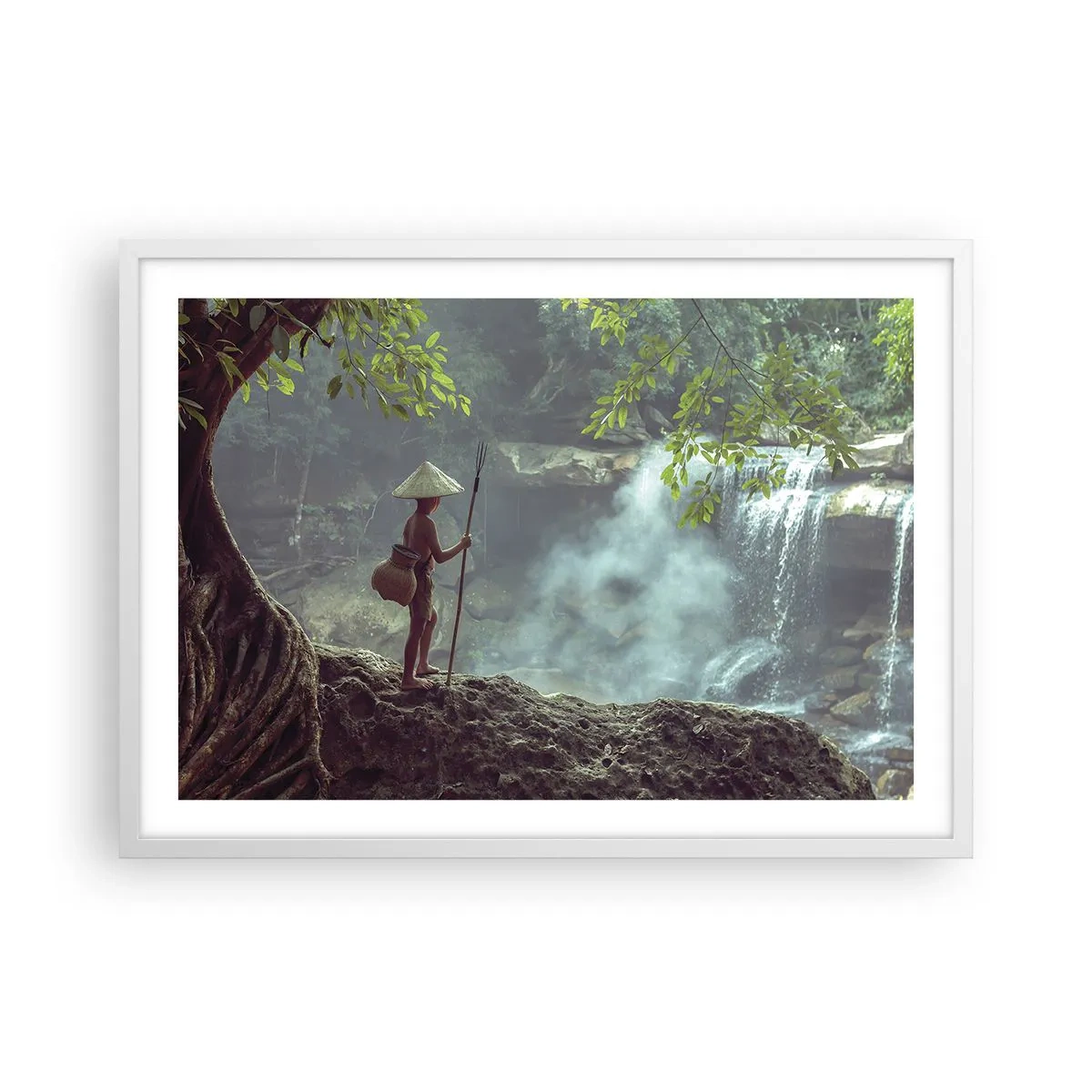 Affiche dans un cadre blanc - Poster - Lier d'amitié avec la nature - 70x50 cm