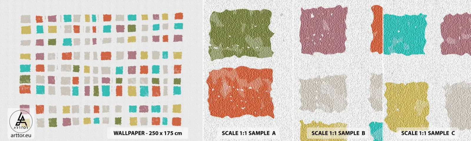 Échantillon De Papier Peint Standard Eco - Jeu inconnu - Pastel, Carrés, Minimalisme - 100x30 cm