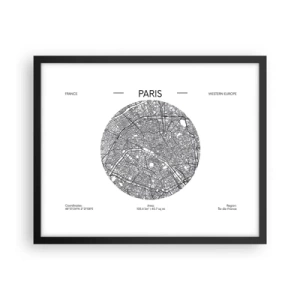 Affiche dans un cadre noir - Poster - Anatomie de Paris - 50x40 cm