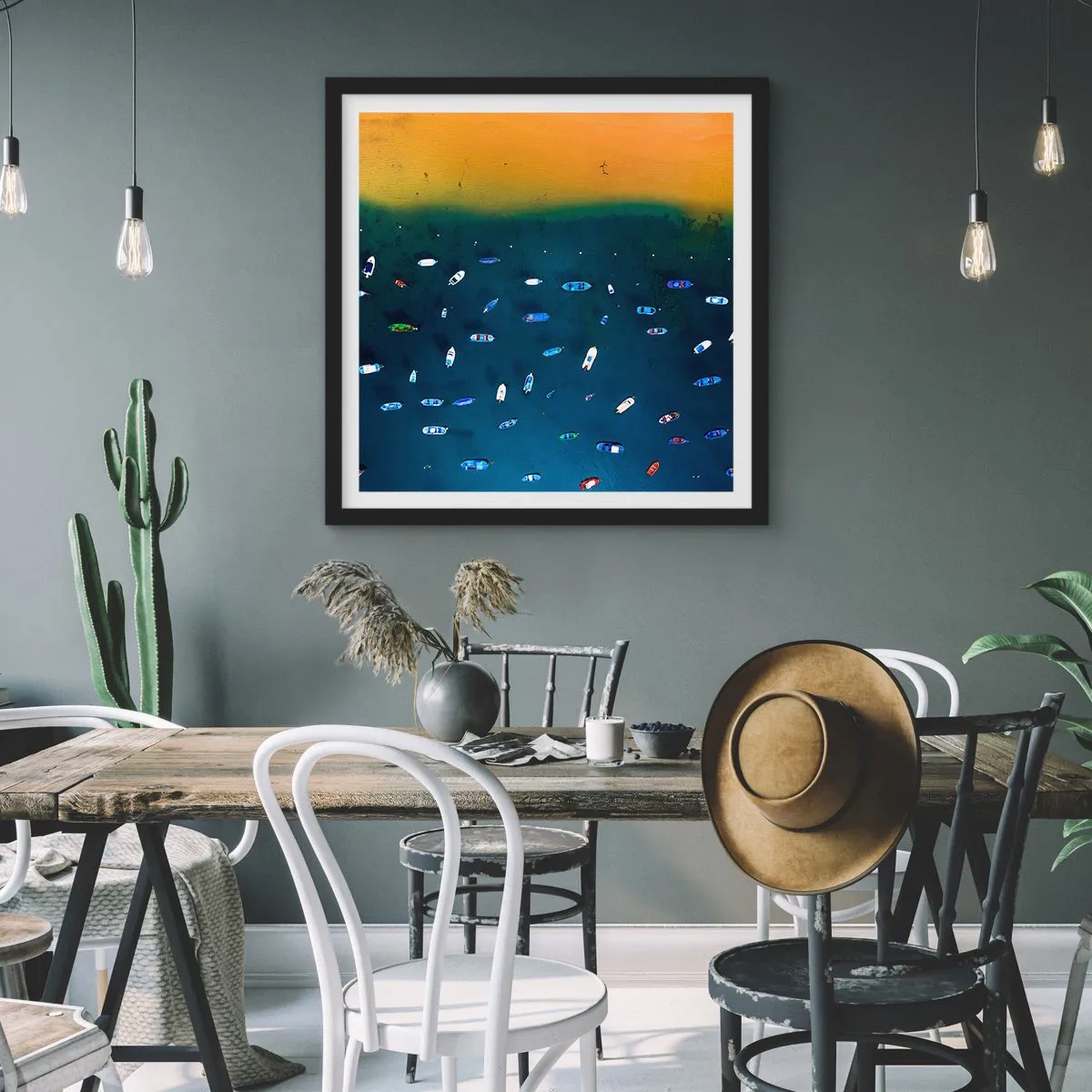 Affiche dans un cadre noir - Poster - Jeu de vacances - 40x40 cm