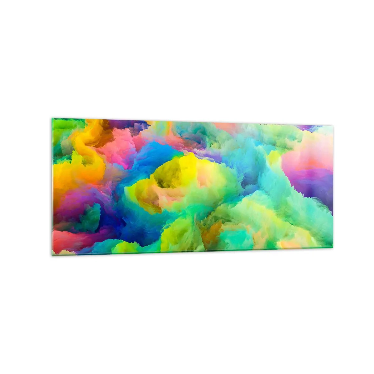 Impression sur verre - Image sur verre - Composition abstraite aux couleurs de l'arc-en-ciel - 120x50cm - Plumule arc-en-ciel - Décoration murale moderne pour le salon et la chambre ARTTOR