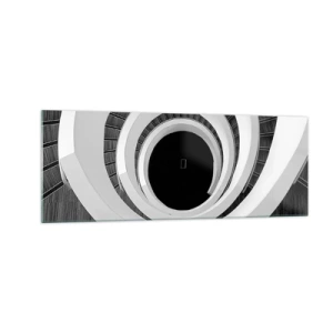 Impression sur verre - Image sur verre - Escalier en colimaçon noir et blanc de style moderne - 140x50cm - Les choses concrêtes - Décoration murale moderne pour le salon et la chambre ARTTOR