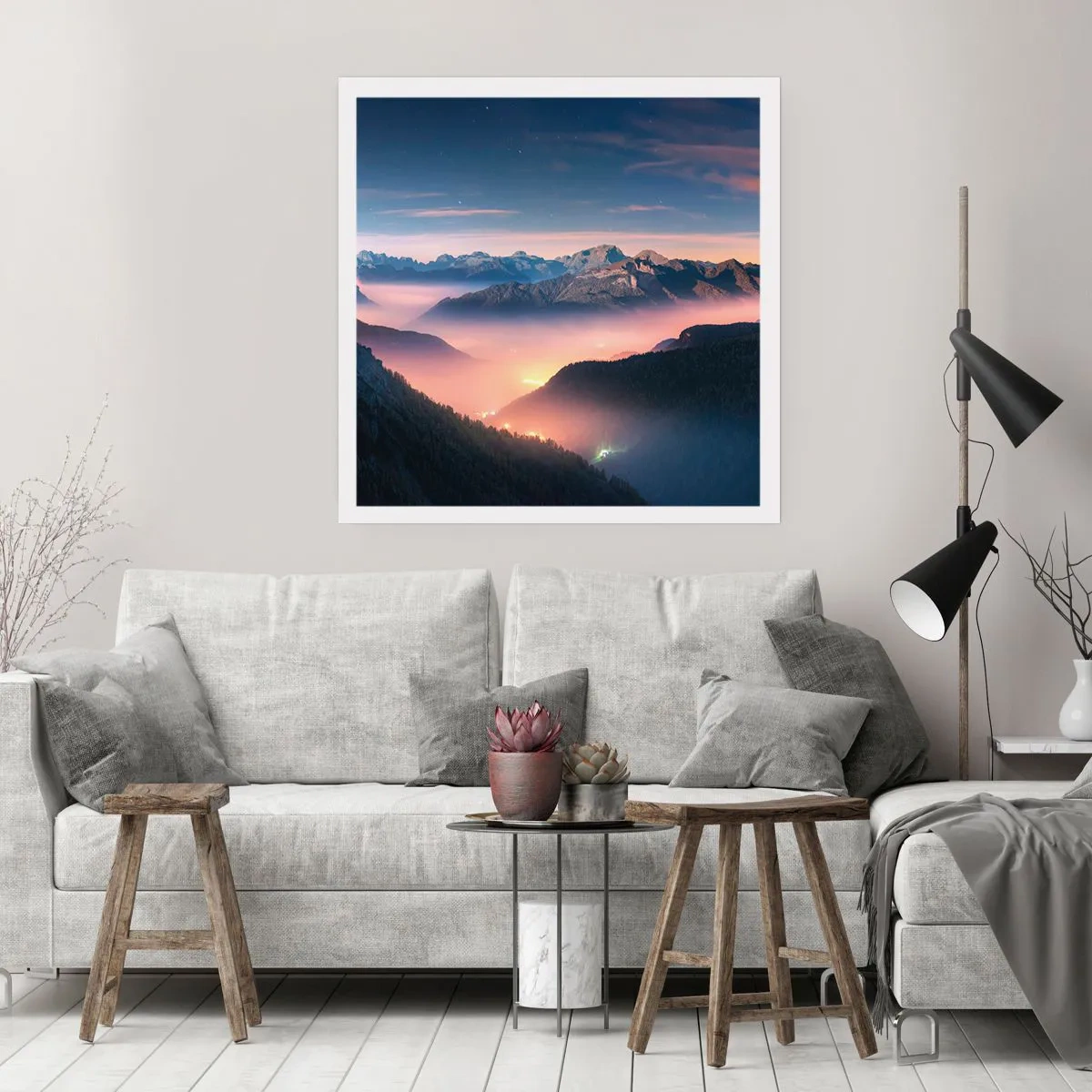 Affiche - Poster - Lumière dans les vallées - 40x40 cm