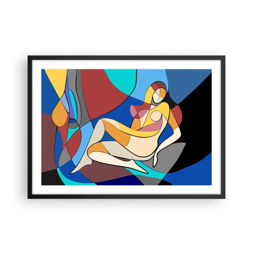 Affiche dans un cadre noir - Poster - Nu coloré dans le style cubiste - 70x50cm - Nu cubiste - Décoration murale moderne pour le salon et la chambre ARTTOR