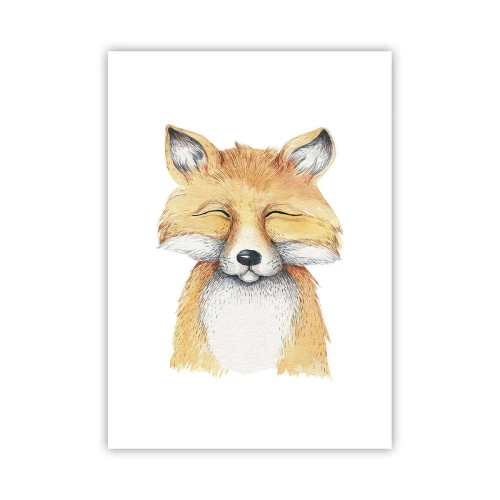 Affiche - Poster - Un charmant dessin d'un renard souriant aux couleurs douces - 50x70cm - Humeurs de renard - Décoration murale moderne pour le salon et la chambre ARTTOR