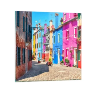 Impression sur verre - Image sur verre - Ville "Sous les perroquets" - 40x40 cm