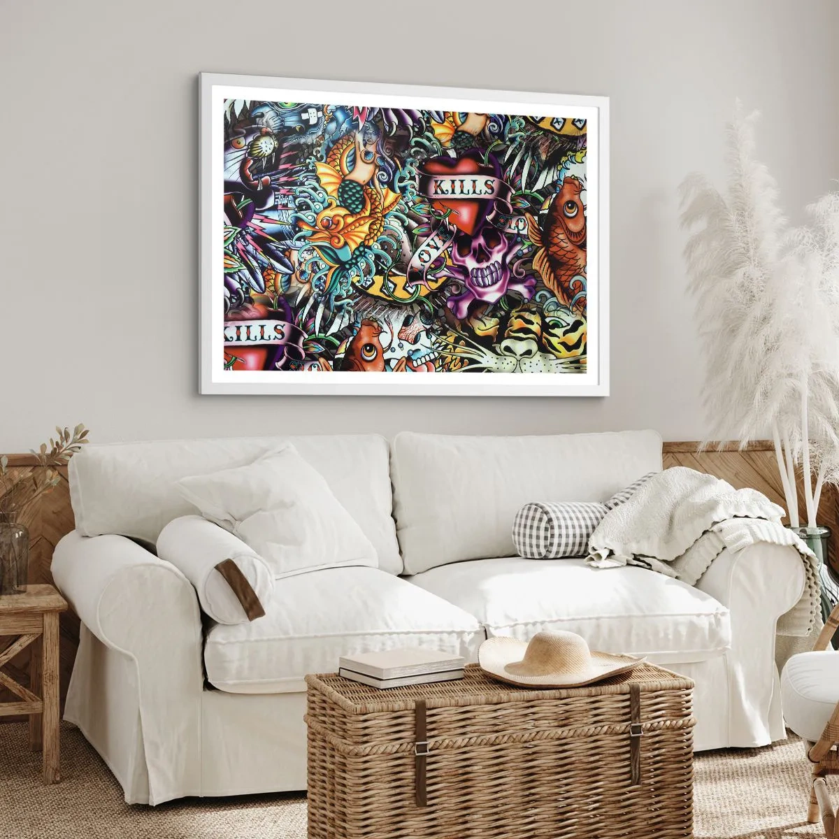 Affiche dans un cadre blanc - Poster - Le rêve du tatoueur - 70x50 cm