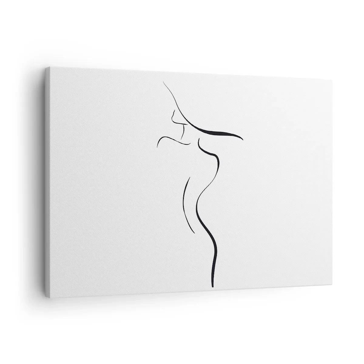 Impression sur toile - Image sur toile - Contour minimaliste d'une silhouette féminine sur fond blanc - 70x50cm - Insaisissable comme une vague - Décoration murale moderne pour le salon et la chambre ARTTOR