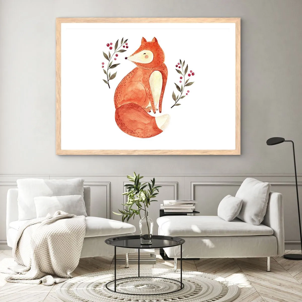 Affiche dans un chêne clair - Poster - Petit rouquin - 100x70 cm