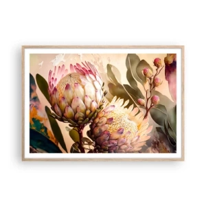 Affiche dans un chêne clair - Poster - Tendrement embrassé - 100x70 cm