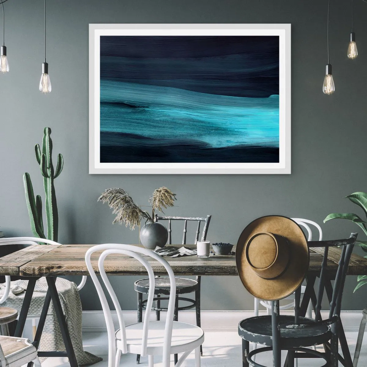 Affiche dans un cadre blanc - Poster - Suivez le courant - 100x70 cm