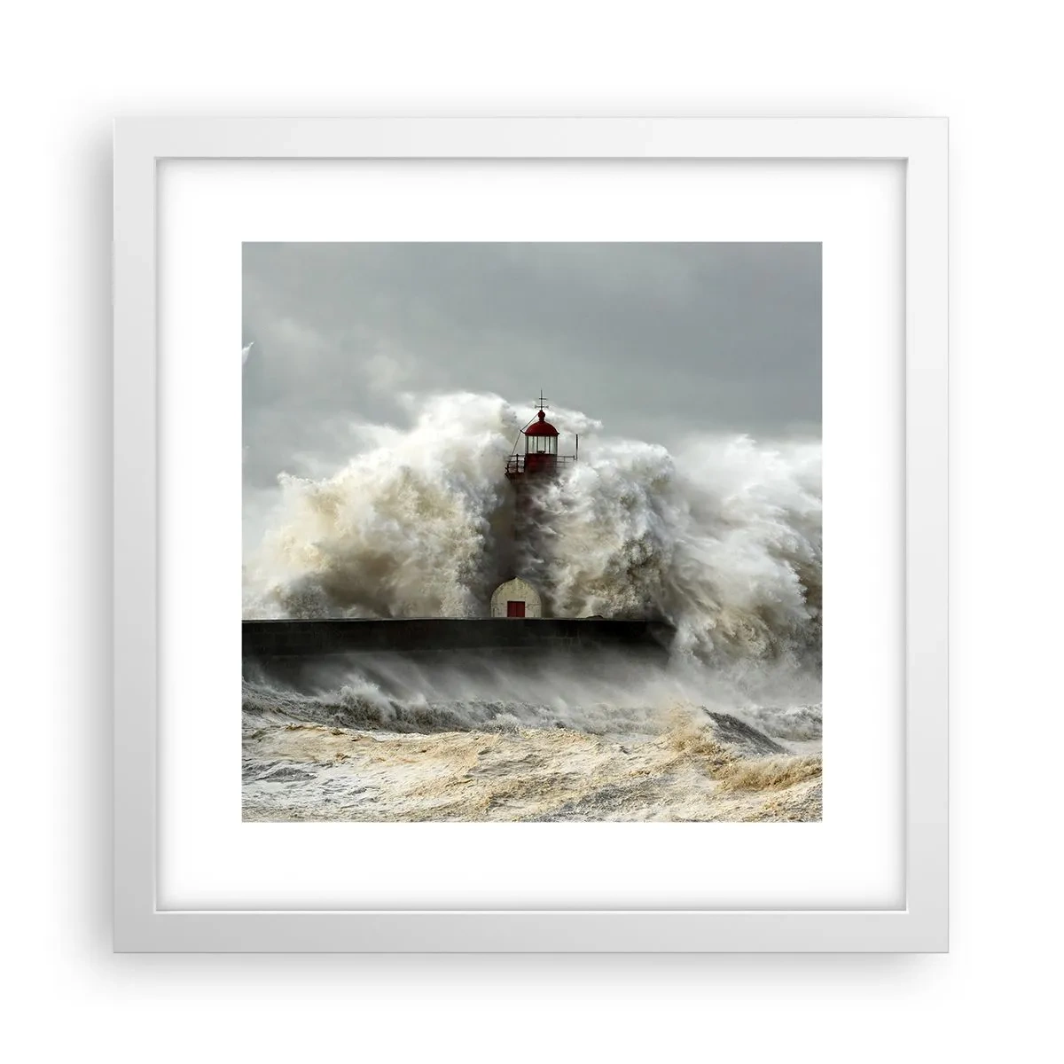 Affiche dans un cadre blanc - Poster - La colère de l'océan - 30x30 cm