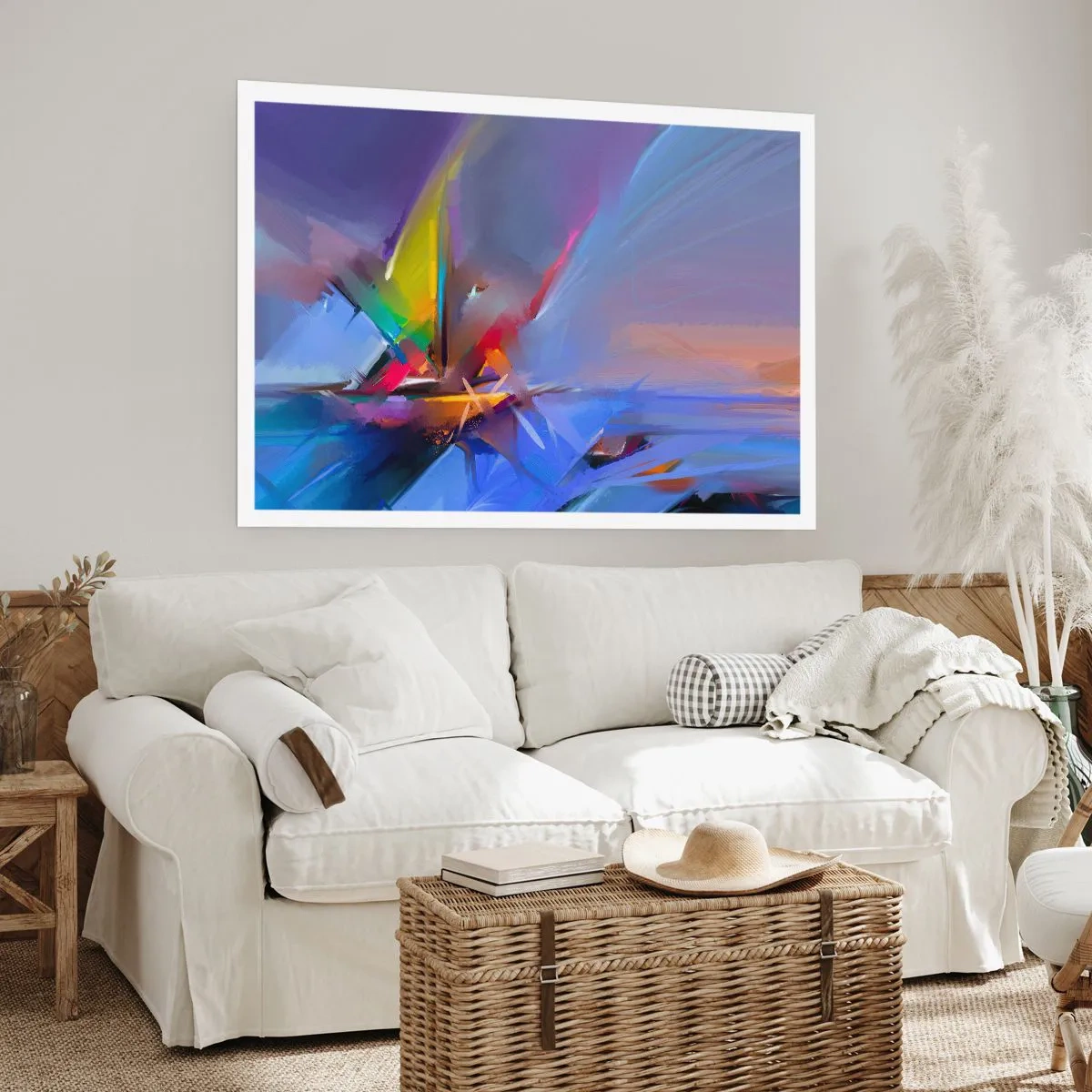 Affiche - Poster - Composition abstraite aux couleurs intenses - 100x70cm - Hélices comme un oiseau - Décoration murale moderne pour le salon et la chambre ARTTOR